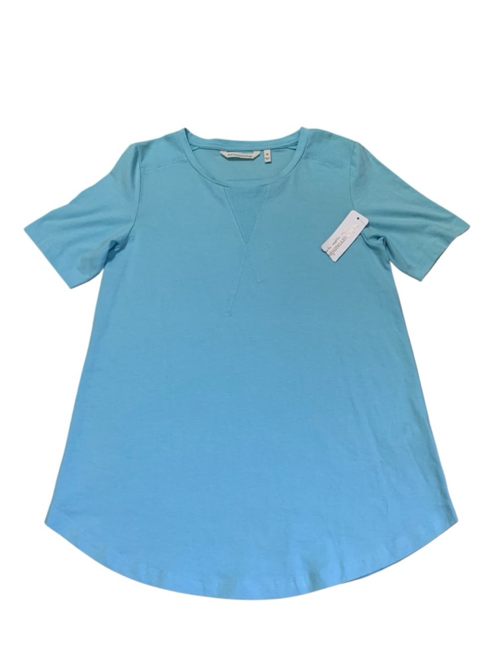 Soft Surroundings Crew T-Shirt XS Women's So Cozy Short-Sleeve- Sky Blue Casual